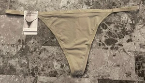 NWT CALVIN KLEIN DARK KHAKI THIN SMOOTH MICRO STRETCH V STRING THONG PANTIES - Picture 1 of 2