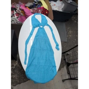 Copricostume all'uncinetto vestito anello dettaglio spiaggia estate blu taglia sconosciuta - Foto 1 di 2