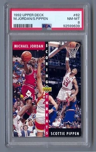 MICHAEL JORDAN SCOTTIE PIPPEN 1992 Upper Deck #62 Scoring Threats PSA 8 NM-MT - Picture 1 of 2