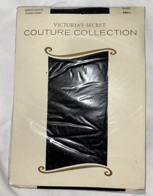 VICTORIA'S SECRET COUTURE COLLECTION Nightlights THIGH HIGH Hosiery BLACK SMALL - Image 1 of 4