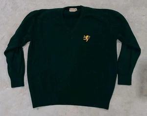 James Pringle Scotland Men’s 100% Wool Green Sweater Pullover V Neck Size L / XL - Picture 1 of 9