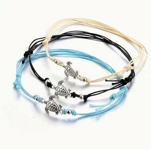 Bracelets de cheville Fantaisie, cordons ornés de Tortues de mer - Picture 1 of 5