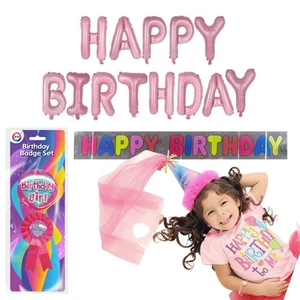 Happy Birthday Balloons Party Inflating Balloon Banner Letter Decorations Badge - Picture 1 of 27