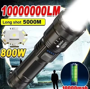 Super Bright USB Rechargeable LED Flashlight, Zoomable, Outdoor Camping Gear - Imagen 1 de 6
