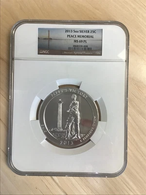 2013- Peace Memorial 5oz silver America the Beautiful NGC MS69PL - Image 1 of 3