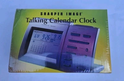 NEW Sharper Image Talking Calendar Clock, With Temperature And Music-Box Alarms! - Image 1 of 4