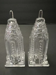 Shannon Crystal HI RISE Empire State Building Salt + Pepper Shaker Set Godinger - Picture 1 of 2