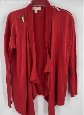 Cárdigan Suéter Michael Kors Mujer Rojo Manga Larga Frente Abierto Tejido Talla S Foto 1 de 4