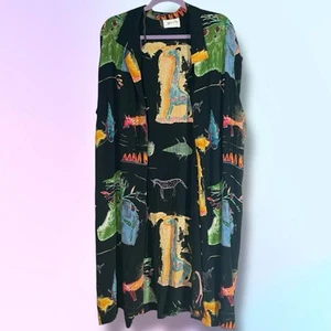 Jeffrey & Dara Black Button Up Shirt Dress Animals - Picture 1 of 14
