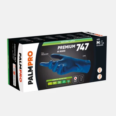 ICOGUANTI Guanti monouso lattice PALMPRO PREMIUM 747 HI RISKS conf. 50 pz, tg s-m-l-xl-xxl