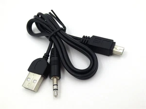 Mini USB to USB A + 3.5mm Jack Charger Cable Phone Audio Lead Speakers - Bild 1 von 4