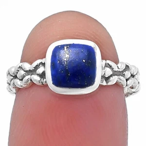Natural Lapis Lazuli - Afghanistan 925 Sterling Silver Ring s.7 Jewelry R-1063 - Picture 1 of 5
