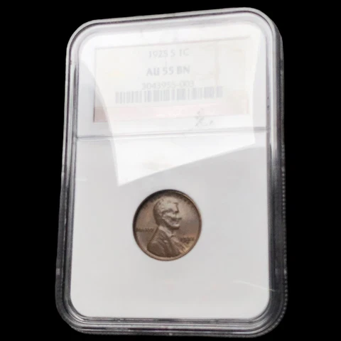 1925 S NGC AU-55 Brown Lincoln Cent Wheat Penny  RD W0091 Cover