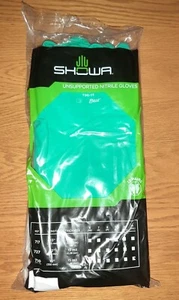 XXL CHEMICAL RESISTANT NITRILE GLOVES SHOWA 730 FLOCK LINED - 1 DOZEN - Picture 1 of 2
