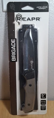 Cuchillo fijo Reapr Brigade 5" 420 hoja de punto de caída de acero bronceado desierto mango G10 Foto 1 de 4