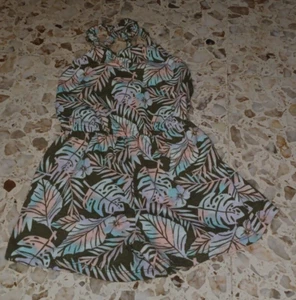 SO Girl's Summer Romper Tropical Theme SZ M (8) Blue Brown - Picture 1 of 5