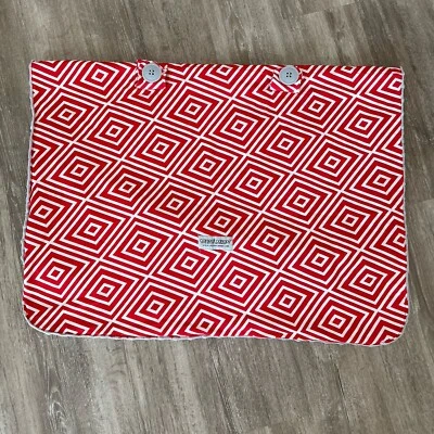 Carseat Canopy Red  White Diamond Design Gray Minky Fleece Baby Car Seat Cover - Image 1 of 4