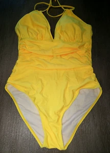Damen NEU einfarbig SUNNY GELB SCHWIMMEN BADEANZUG groß gepolstert BH rundum zum Binden - Bild 1 von 2