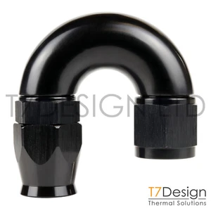 AN6 180 Degree PTFE Full Flow Braided Hose Fitting -6 AN06 JIC Black - Picture 1 of 1