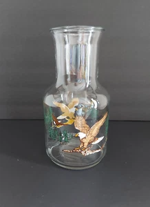 VTG Juice Clear Carafe Glass Pitcher Jug Decanter Bald Eagle Motif Canada - Picture 1 of 7