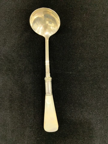 Sauce Ladle, Vintage. Pearl Handle, marked Sterling Cover