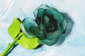 Vintage Acrylic Layered Rose Flower Brooch Pin Enamel Blue Green- 2.75 fb1-25 - Picture 1 of 4