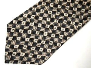 Vtg Zylos George Machado Mens Necktie Tie Grey Beige Geometric 56" - Picture 1 of 4
