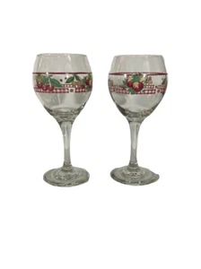 Vintage Pfaltzgraff 14 Unzen Weingläser nicht mehr produziert leckeres Muster Obst 2er Set - Bild 1 von 5