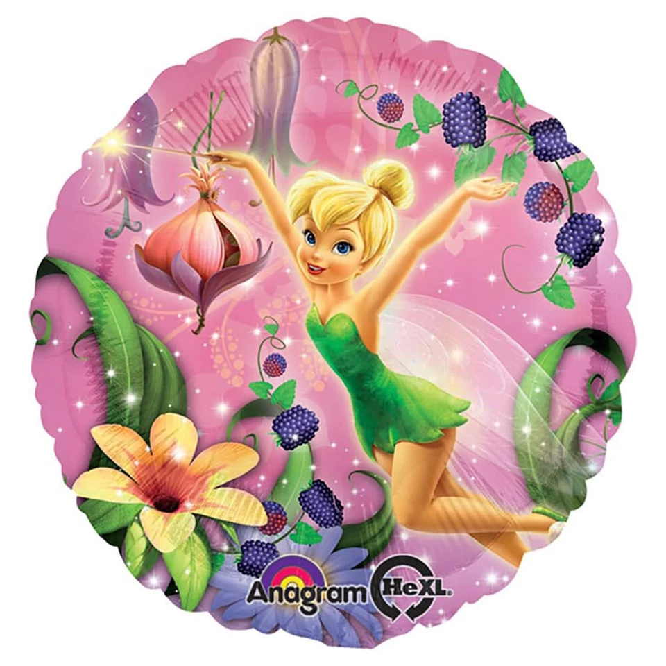 Balão de papel alumínio licenciado Tinkerbell Party Supplies formato redondo fada 45 cm - Imagem 1 de 3