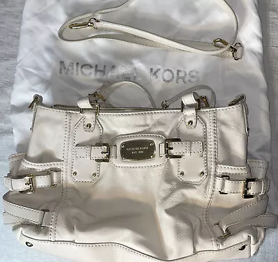 Bolso Bandolera Michael Kors Cartera Guijarro Marfil Cuero Crema Claro Con Bolso Foto 1 de 4