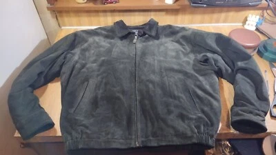 Abrigo para hombre Nautica de gamuza verde oscuro de cuero genuino, ¡talla grande! Foto 1 de 4