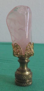 Lámpara roscada antigua vintage de latón con acabado de piedra de cuarzo rosa genuino años 30 40 - Imagen 1 de 6