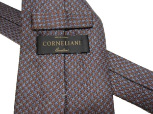 Corneliani Made in Italy Blue Brown Houndstooth Woven Silk Tie 3.75" - Picture 1 of 9