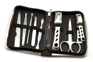 2 x Men gift 8pcs Pedicure Manicure Nail Clipper Cutter Kit Travel Grooming Tool - Picture 1 of 2