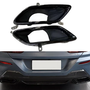 2 Stück Auto Auspuffendrohre Spitzen Für BMW 8er 840 G15 G16 2019-2024 Schwarz - Picture 1 of 6