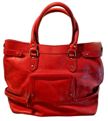 COLE HAHN HOBO TOTE SHOULDER BAG PURSE RED BUCKLE ACCENT STRAPS 13X11 - Image 1 of 4