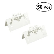 50X Name Place Cards Shimmer Laser Cut Heart Wedding Table Number Quality Decor
