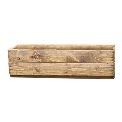 Window Box Garden Planter HORTICO Wooden Trough Outdoor Plant Pot with Drainage - Image 1 of 2