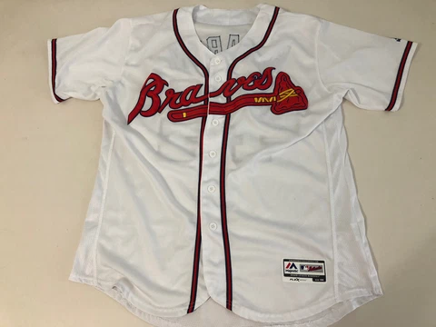 WHITE MAJESTIC ATLANTA BRAVES H AARON JERSEY MENS SIZE 44 L LARGE Cover