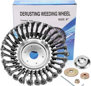 Derusting Weeding Wheel 8 Inch Steel Wire Rotary Weed Brush Cutter Trimmer Head - Picture 1 of 5