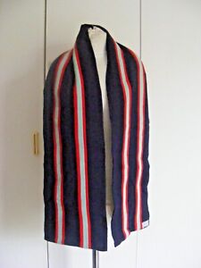 Vintage University pure wool college scarf Moss Bros navy blue, light blue, red 