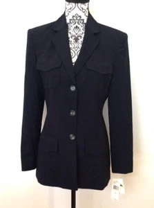 Jones New York Women’s Blue Wool Blend Acetate Lined Career Blazer Jacket Size 4 - Picture 1 of 6