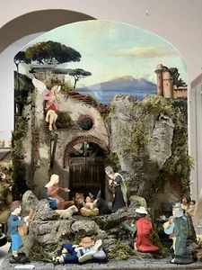 PRESEPE ARTIGIANALE NAPOLETANO CON PASTORI IN TERRACOTTA - Foto 1 di 3