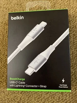 Belkin Boost Charge USB-C Cable Lighting Connector + Strap 6.6 Feet White F-Ship - Image 1 of 2