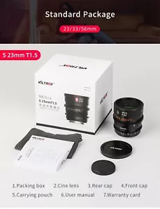 Viltrox S 23mm T1.5 Cinema Lens for Panasonic Micro 4/3 MFT BMPCC 4K GH5 Camera - Picture 1 of 10