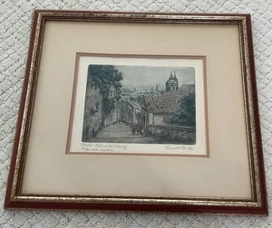 Original Signed Emil Wanke Etching Depicts The Castle Steps In Prague,Czech. - Picture 1 of 14