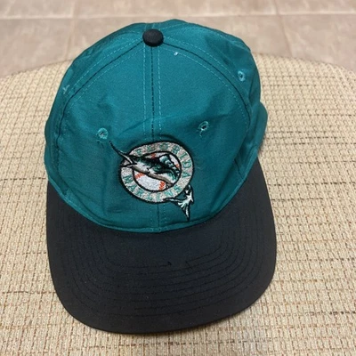 De Colección Gorra de los Marlins de Florida Snapback MLB Béisbol Annco Verde Negra Gorra - Años 90 Foto 1 de 4