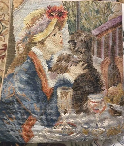 Tai Po Hong Kong La Femme Au Chien Needlepoint Tapestry Canvas Completed Renoir - Picture 1 of 7