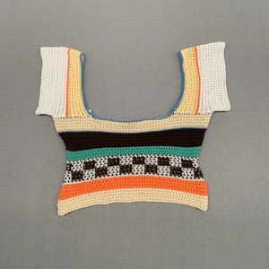 VTG Womens Handmade Crochet Crop Top Boho Summer Festival USA Sz Small Medium - Picture 1 of 5