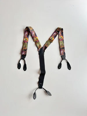 Suspensórios de couro elástico ajustável vintage ADDICTION futebol touchdown seda - Imagem 1 de 4